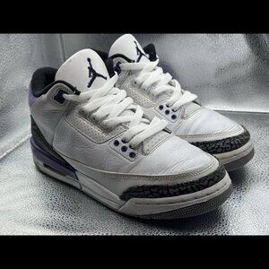 Size 7Y - Nike Air Jordan‎ 3 Retro Shoes Boys Purple White Sneakers DM0967-105